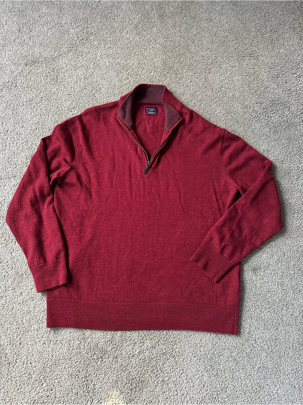 UNTUCKit Sweater 100% Merino Wool 1/4 Zip Pullover Sweatshirt Belguardo Birdseye
